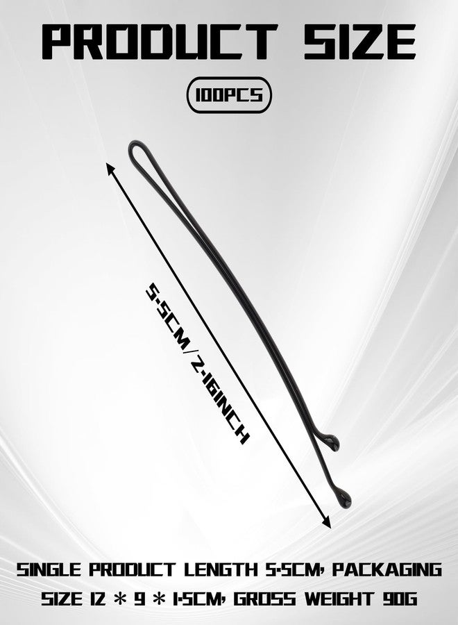 Pretwad 100 PCS Curved Hair Pins for Women - Black Flat Bobby Hairpins with Ball Tips, Elegant Hair Pins, Non-slip Decorative Long Short Women Girls Nickel Free Hairdressing Wedding Accessories - Image 2